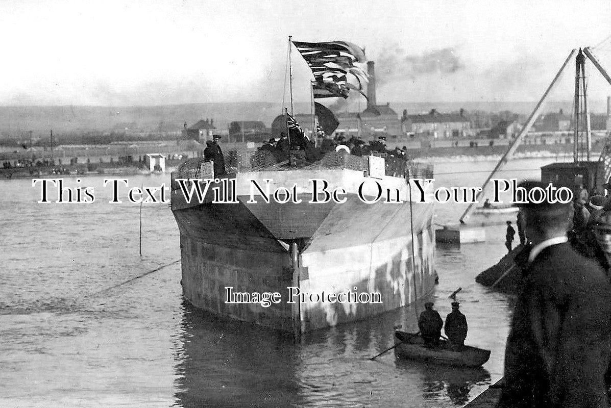 SX 1635 - Launching Of The Concrete Ship SS Cretestile, Shoreham By Sea, Sussex c1919