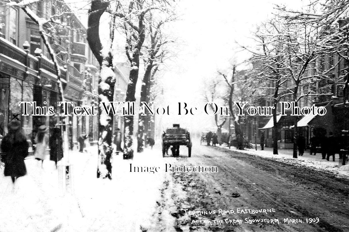 SX 1781 - Terminus Road Snowstorm, Eastbourne, Sussex 1909