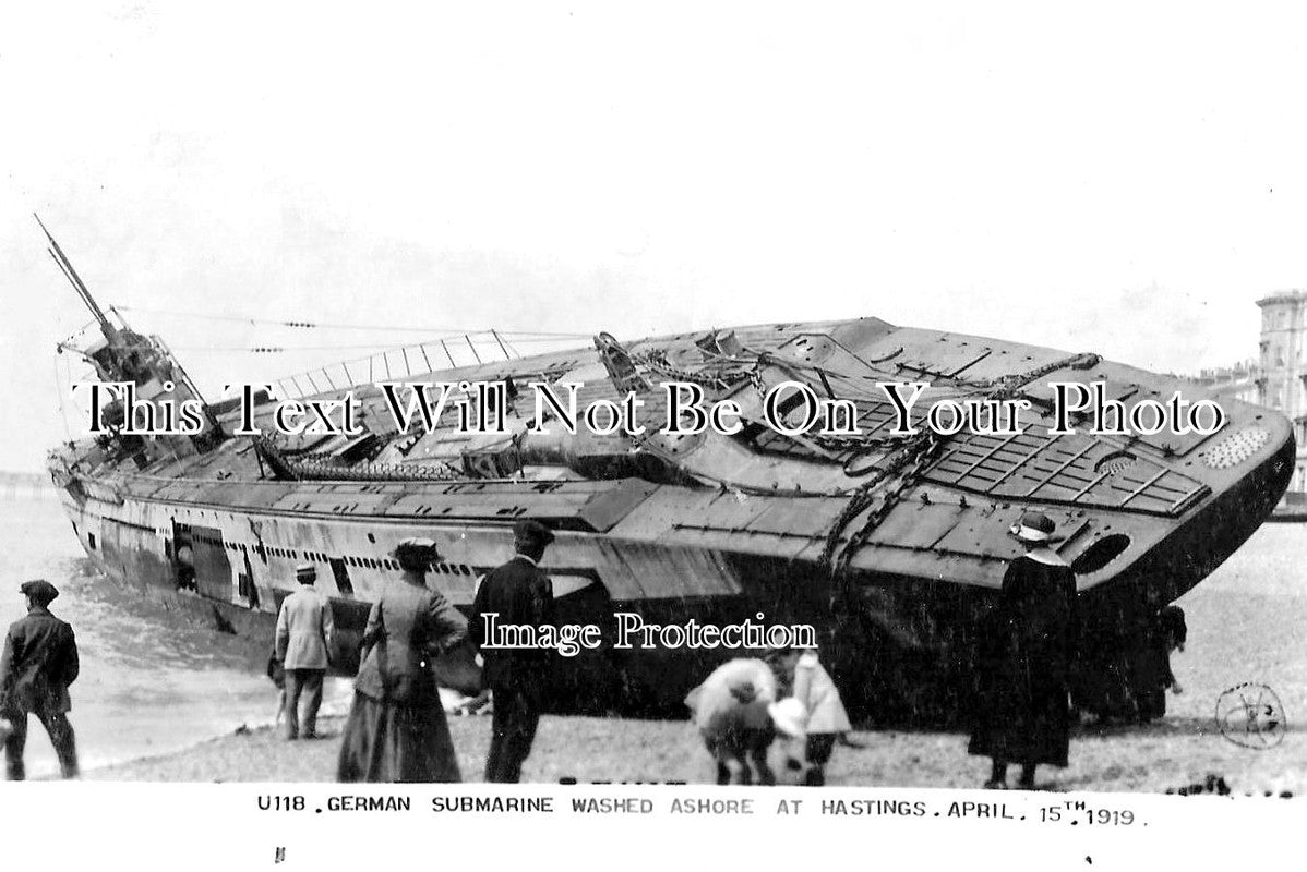 SX 1856 - U118 German Submarine Ashore At Hastings, Sussex 1919