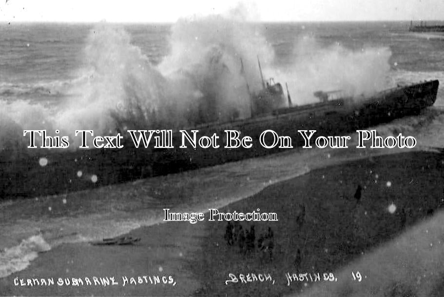 SX 1898 - WW1 Submarine U 118 Ashore At Hastings, Sussex 1919