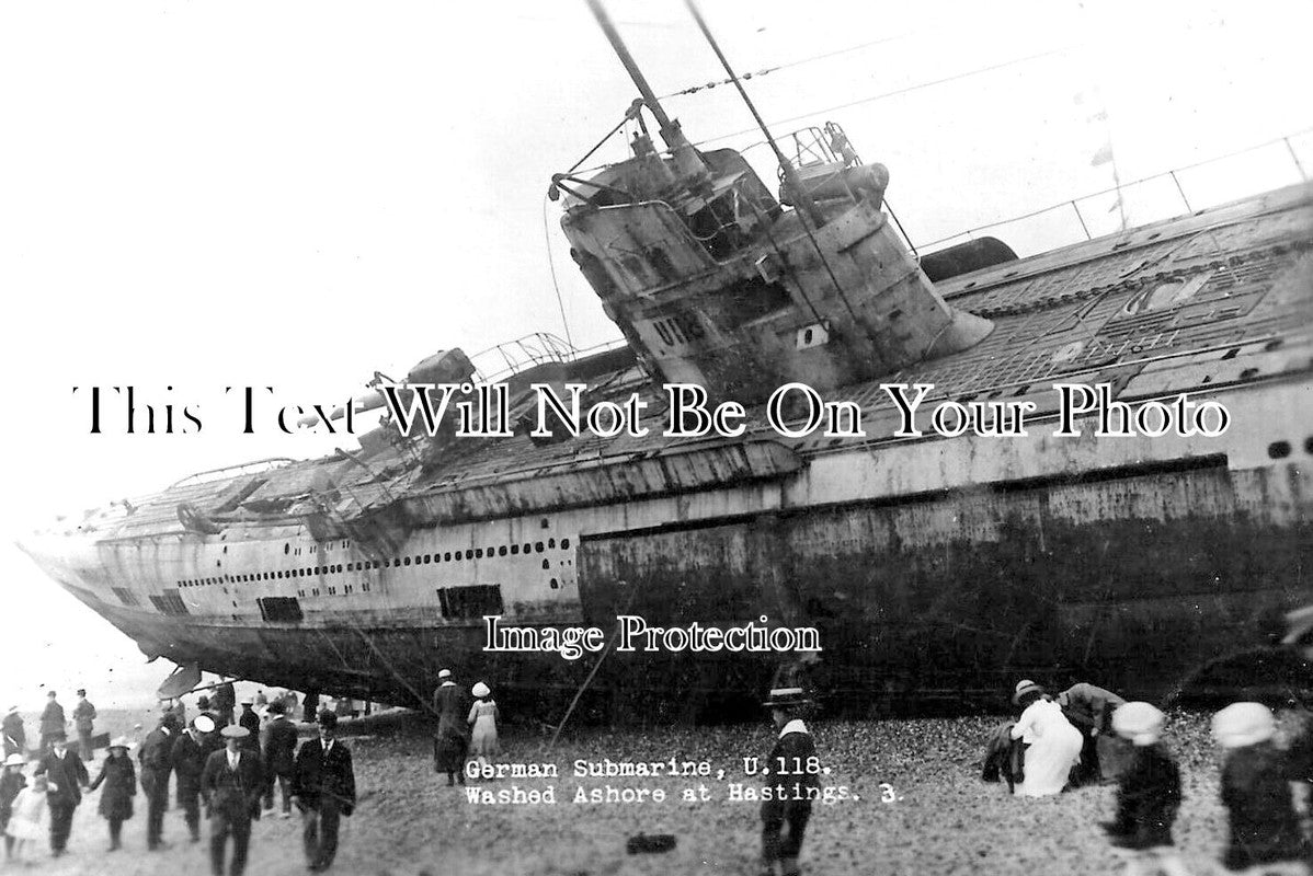 SX 3054 - German Submarine U118 Ashore At Hastings, Sussex 1919