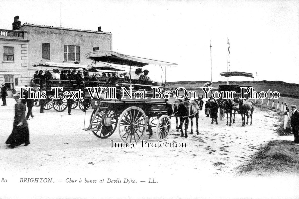 SX 3428 - Charabancs At Devils Dyke, Brighton, Sussex c1910