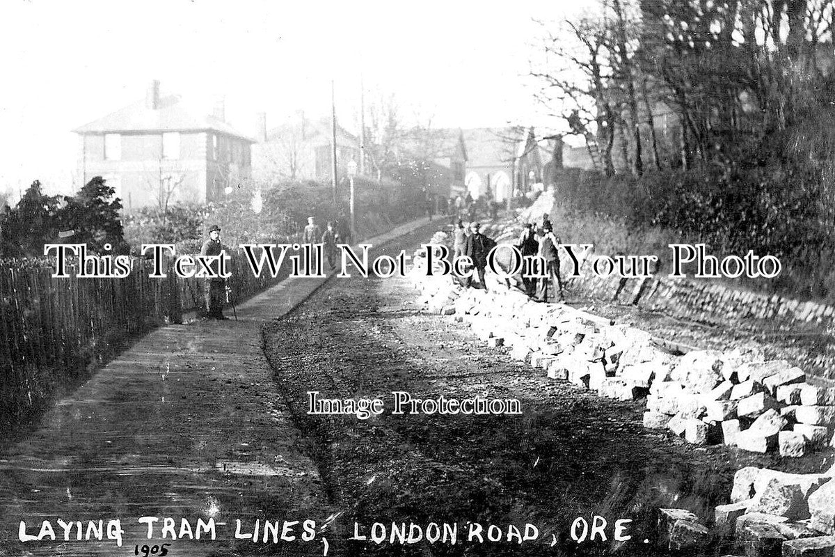 SX 3476 - Laying The Tram Lines, London Road, Ore, Hastings, Sussex