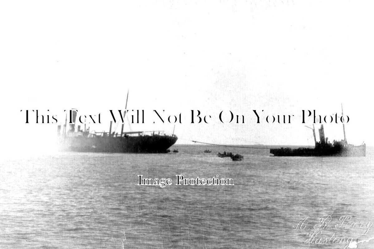 SX 3628 - SS Lugano On Fire Off Hastings, Sussex 1906