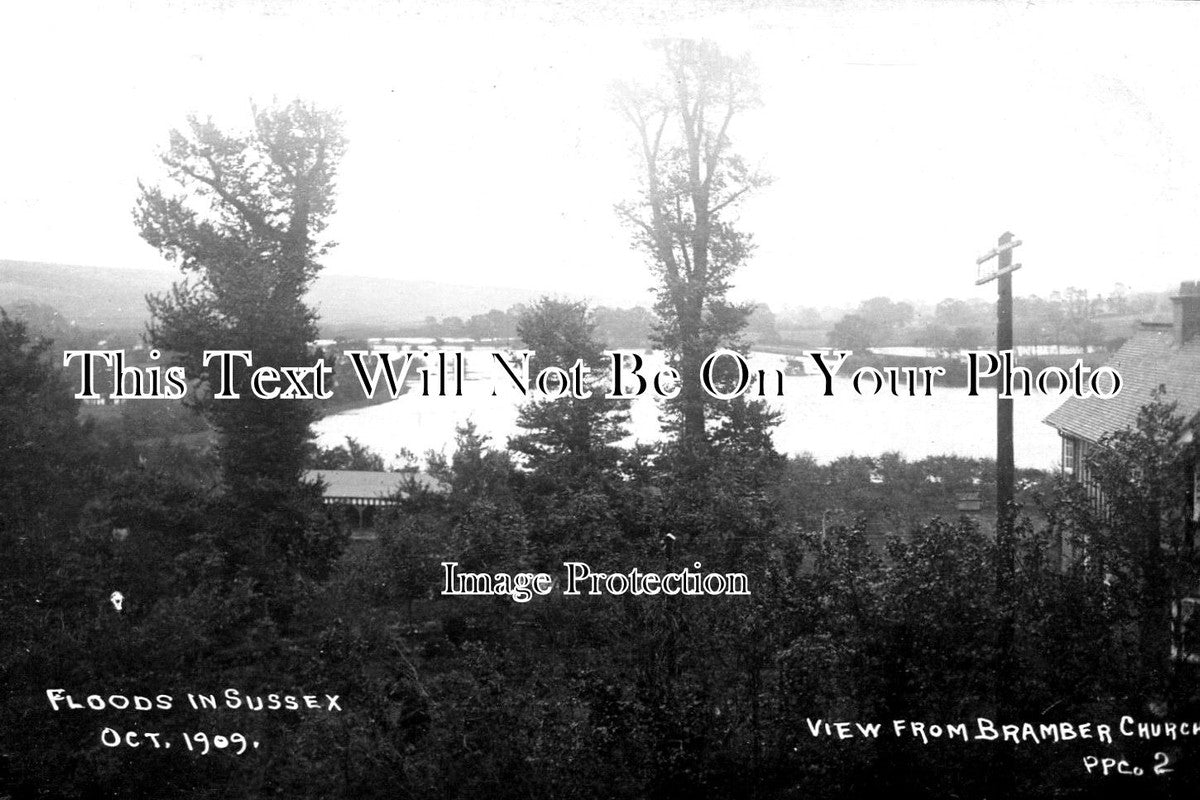 SX 3931 - View Of Floods From Bramber Church, Sussex 1909