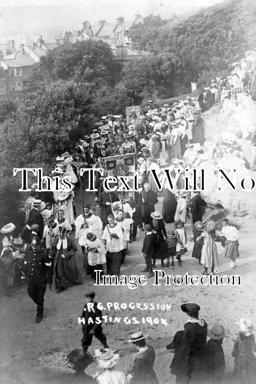 SX 4146 - Roman Catholic Procession, Hastings, Sussex 1904