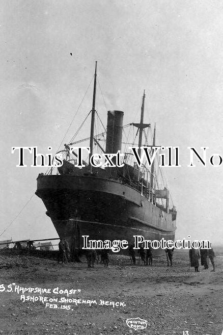 SX 454 - WW1 S.S. Hampshire Ashore On Shoreham Beach, Sussex 1915