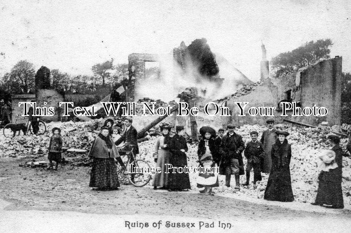 SX 732 - Ruins Of The Sussex Pad Inn After The Fire, Lancing, Sussex 1905