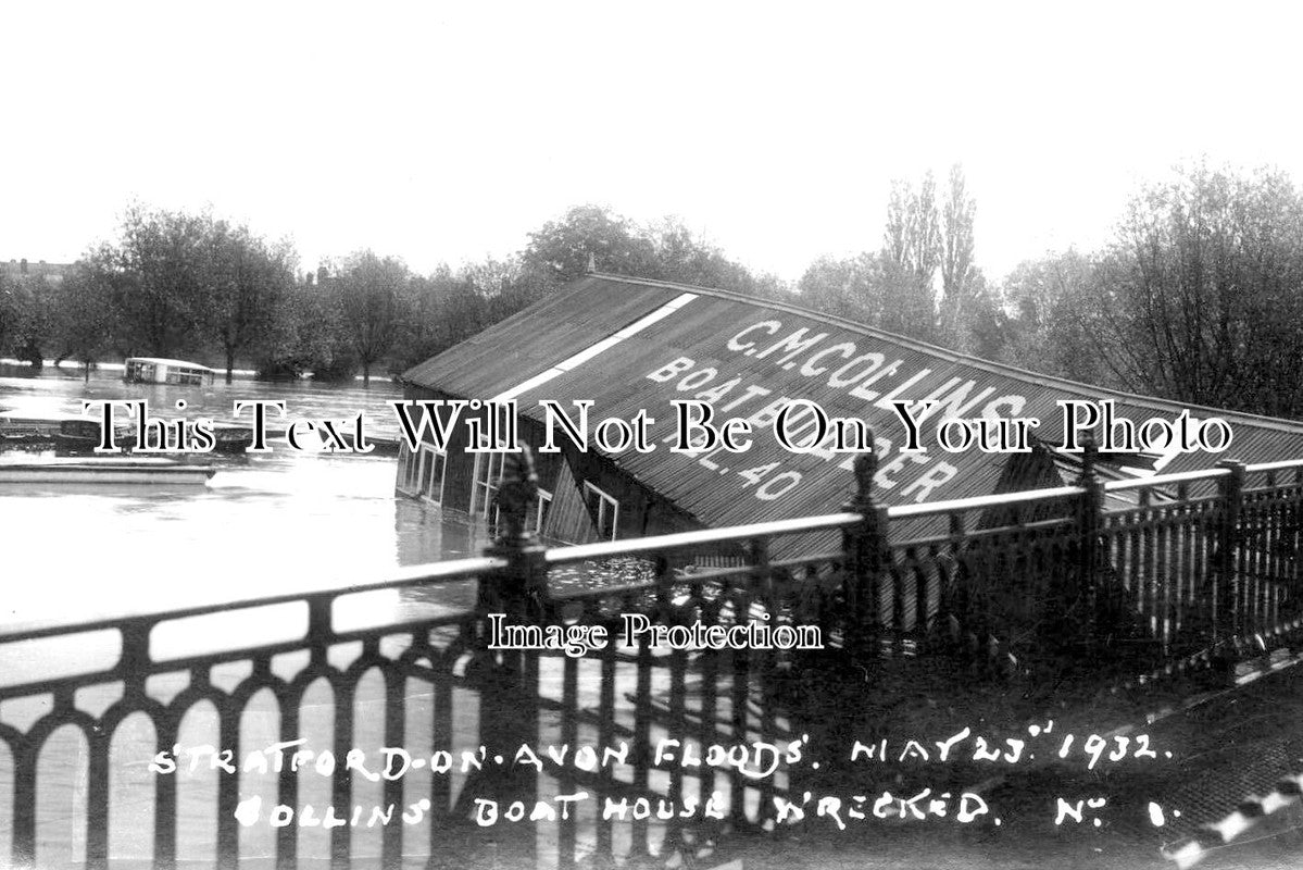 WA 1564 - Stratford Upon Avon Floods, Collins Boat House 1932