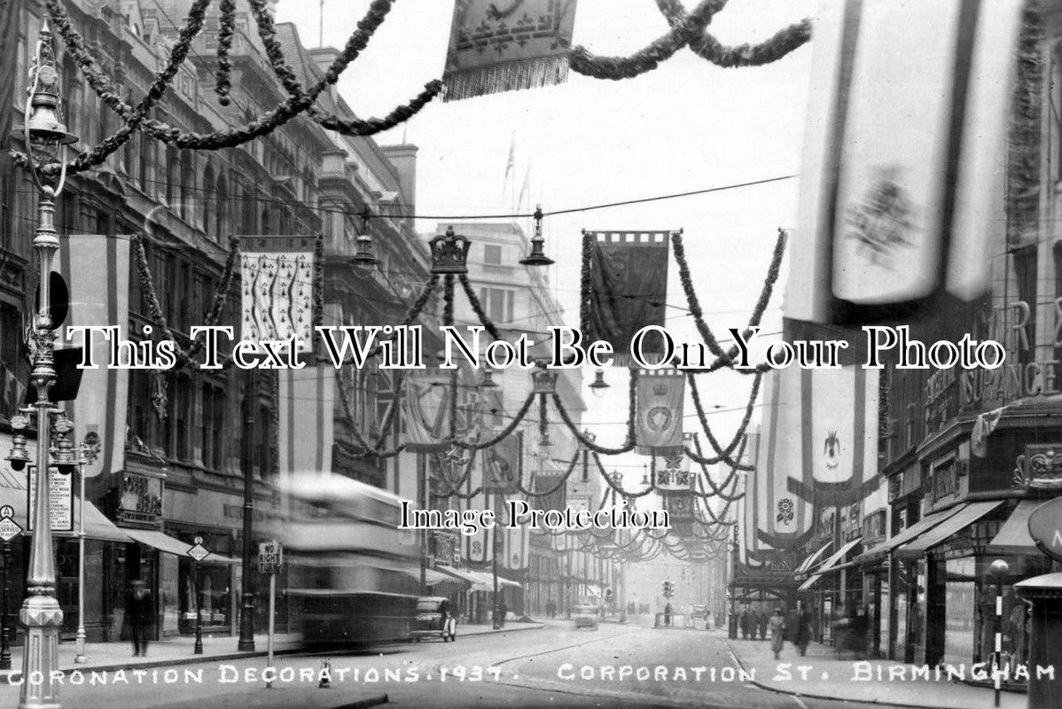 WA 488 - 1937 Coronation Decorations, Corporation Street, Birmingham, Warwickshire