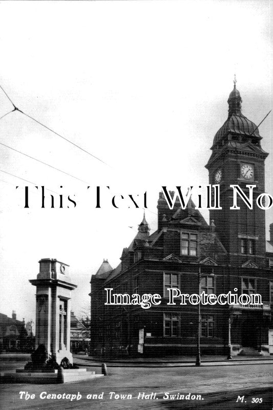 WI 1209 - The Cenotaph & Town Hall, Swindon, Wiltshire
