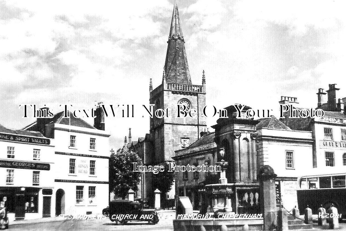 WI 1369 - Church & War Memorial, Chippenham, Wiltshire c1935