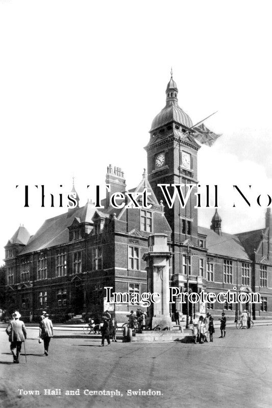 WI 1470 - Town Hall & Cenotaph, Swindon, Wiltshire