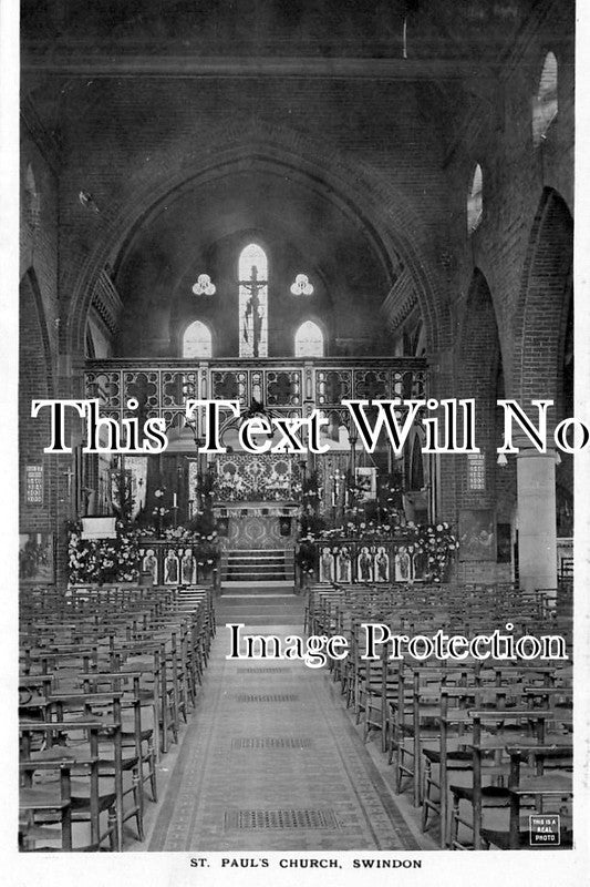 WI 267 - St Pauls Church Interior, Swindon, Wiltshire c1914