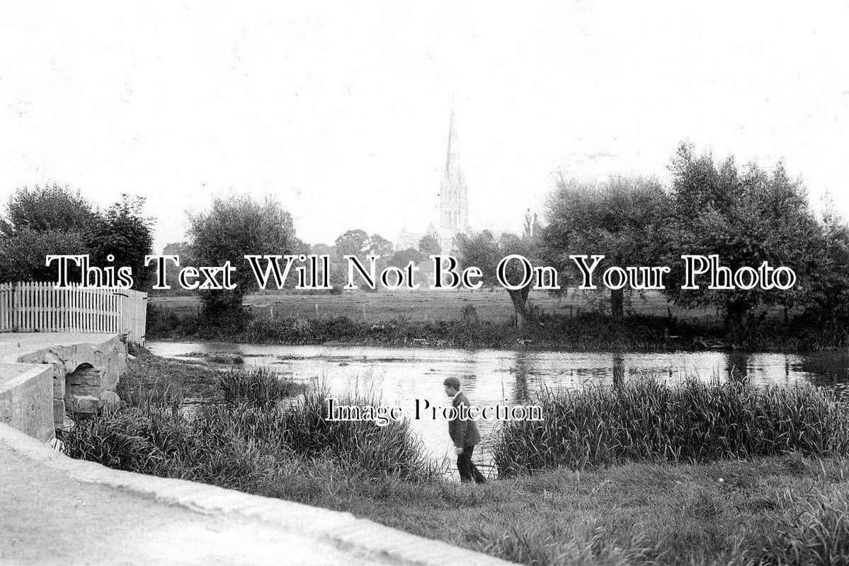 WI 886 - Salisbury Cathedral From West Harnham, Wiltshire c1906