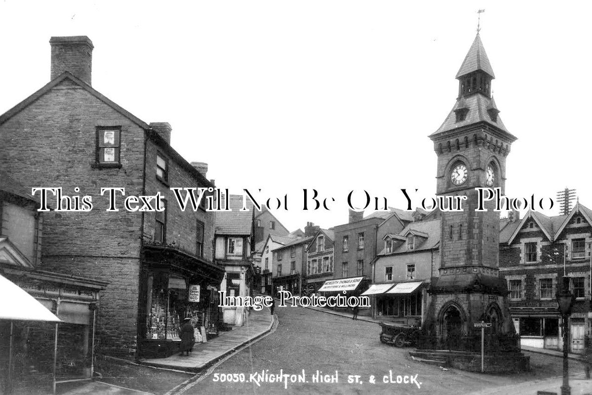 WL 223 - High Street & Clock, Knighton, Wales