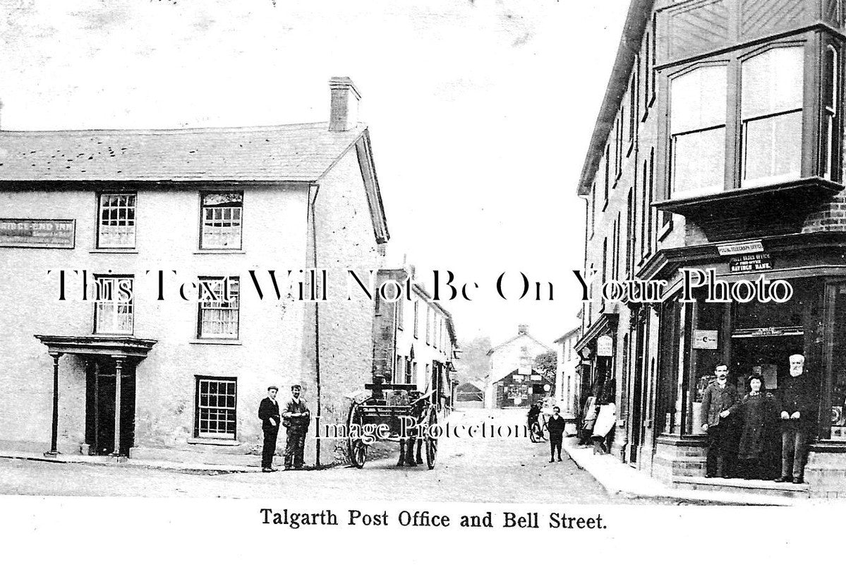 WL 863 - Talgarth Post Office & Bell Street, Wales c1905