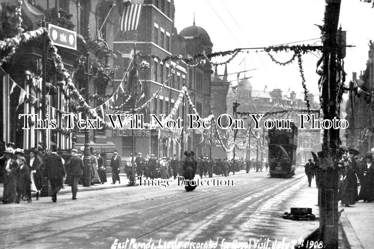 YO 10606 - East Parade, Leeds Royal Visit, Yorkshire 1908