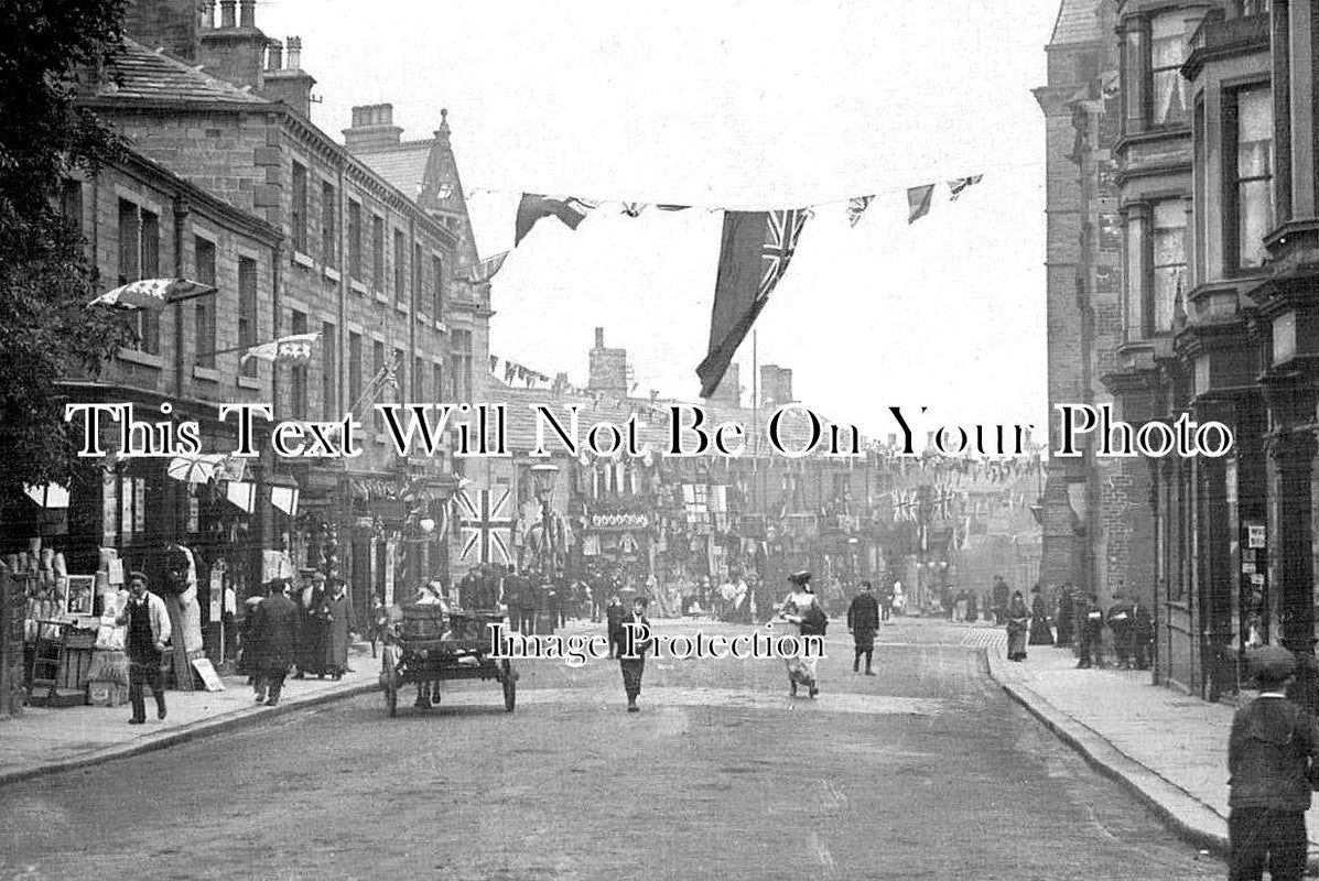 YO 11558 - Church Lane Celebrations, Pudsey, Leeds, Yorkshire c1907