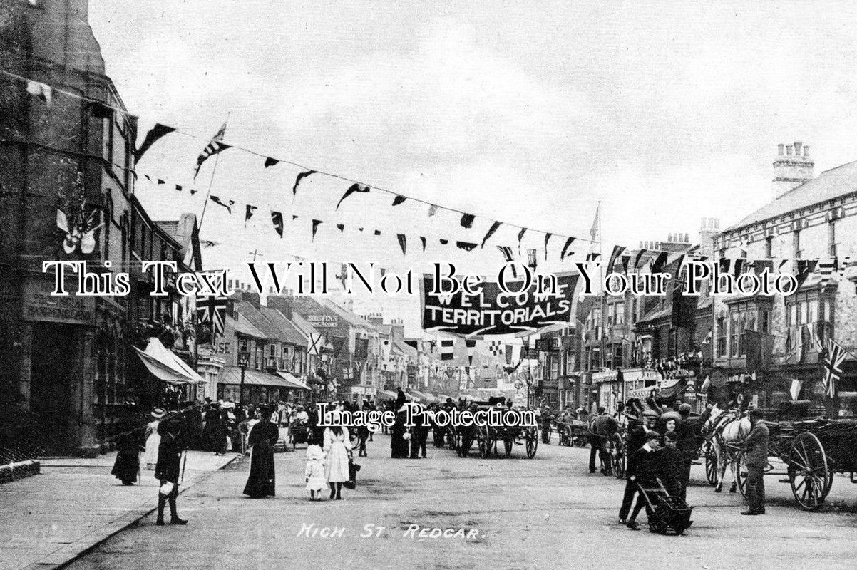 YO 1173 - Redcar High Street, Decorated For The Territorials, Yorkshire 1908