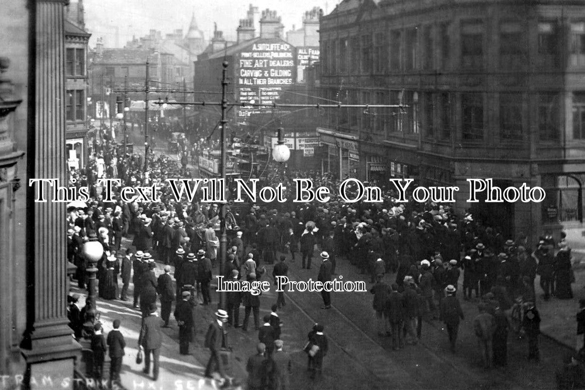 YO 12312 - Tram Strike On Commercial Street, Halifax, Yorkshire 1906