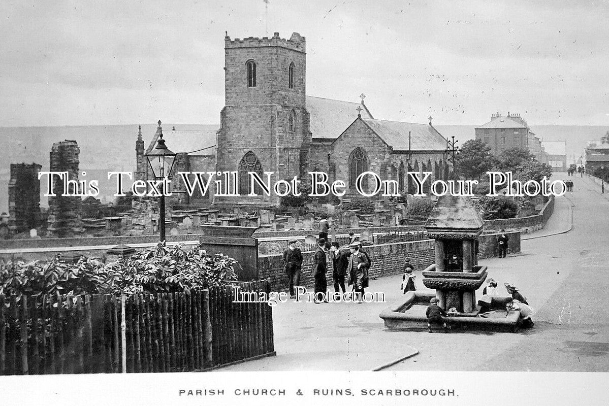 YO 13099 - Scarborough Parish Church & Ruins, Yorkshire