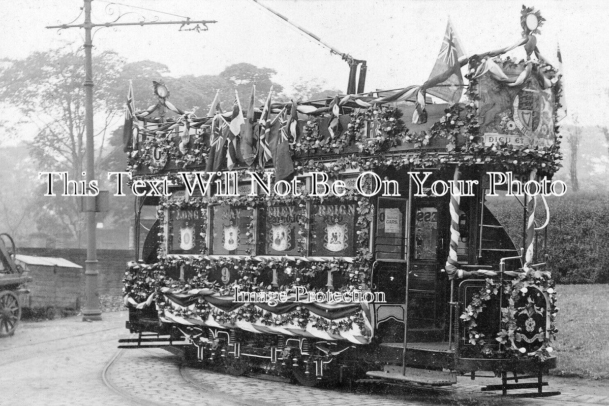 YO 13253 - Coronation Decorated Tram Car, Halifax, Yorkshire 1911