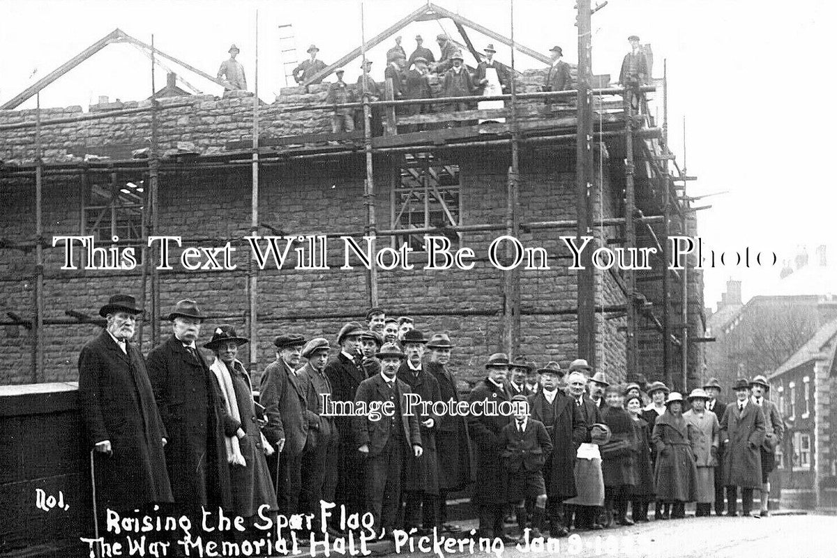 YO 13351 - Building The War Memorial Hall, Pickering, Yorkshire 1922