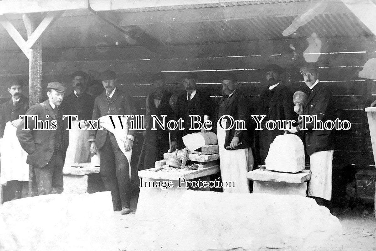 YO 4403 - Stonemasons Restoring Selby Abbey, Yorkshire 1906