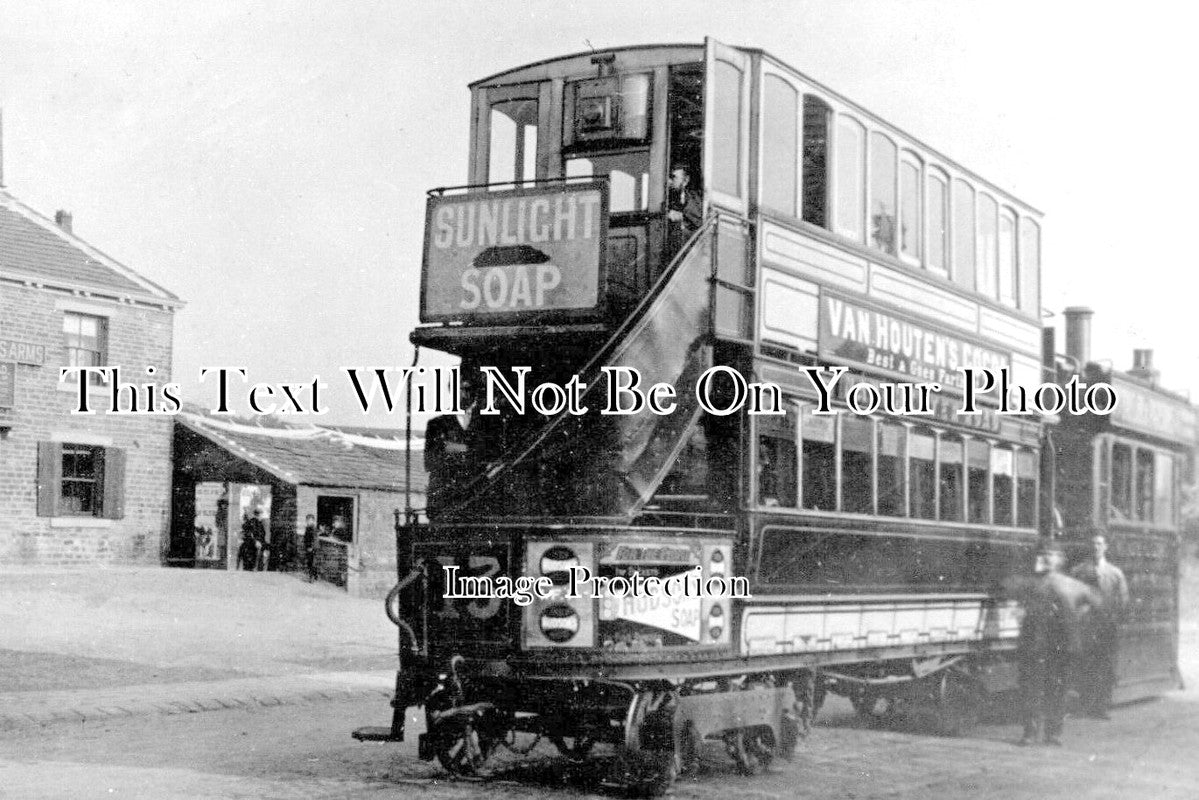 YO 5058 - Tram & Staff At Shelf Village, Bradford, Yorkshire