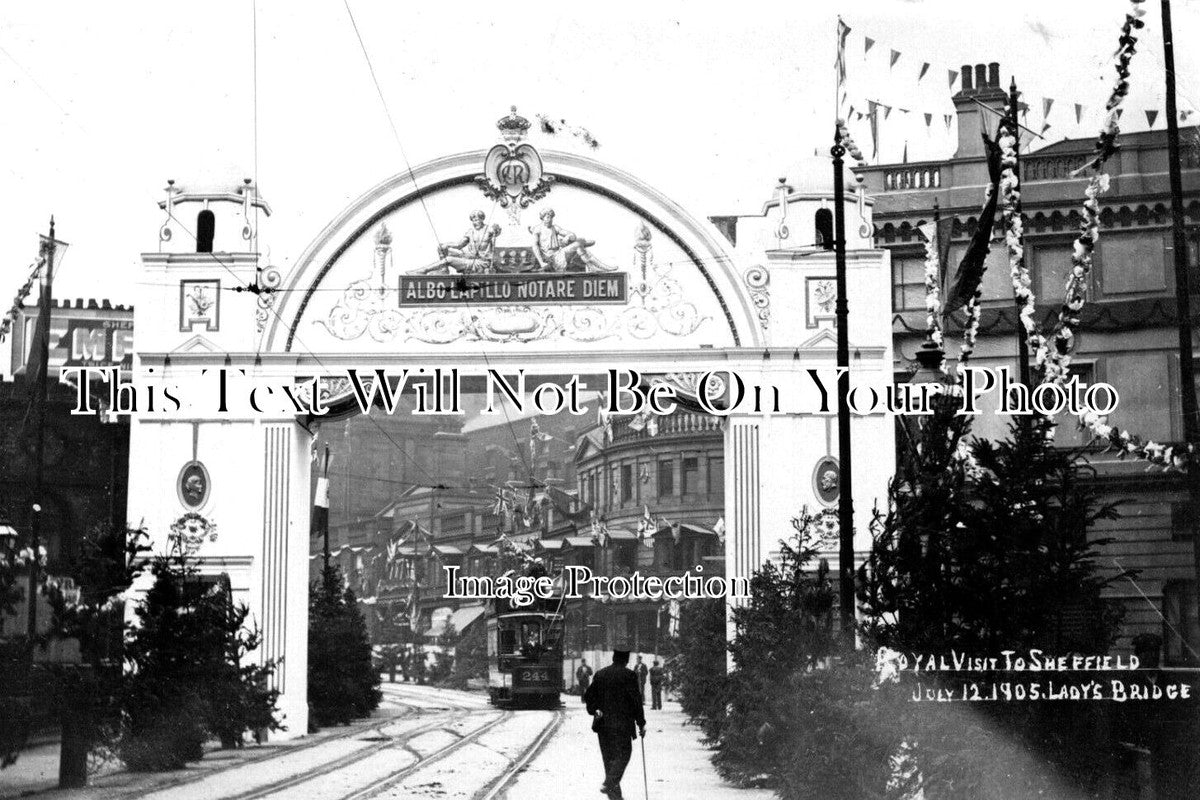 YO 6651 - Royal Visit To Sheffield, Ladys Bridge Arch, Yorkshire 1905