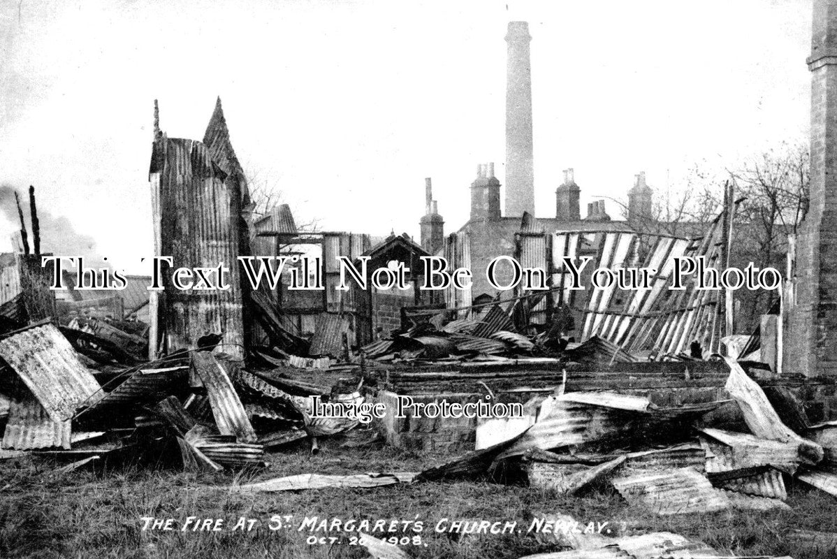 YO 7180 - Fire At St Margarets Church, Newlay, Leeds, Yorkshire 1908