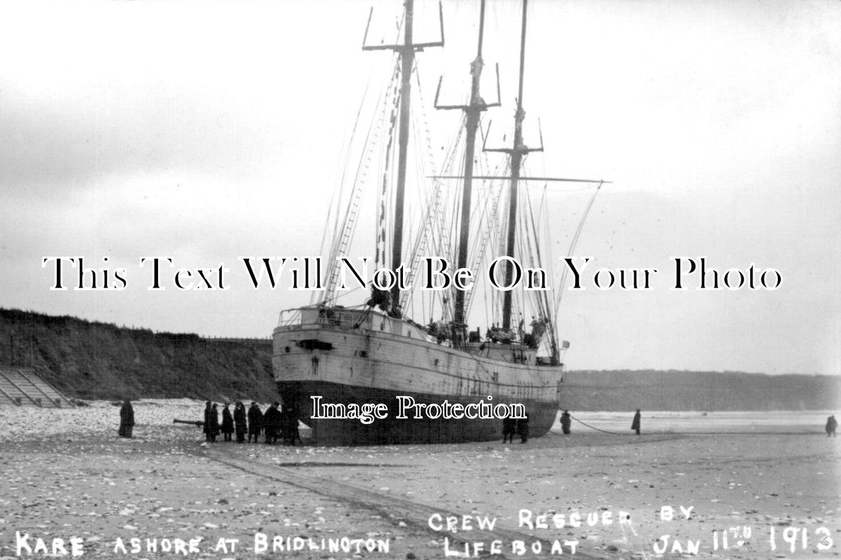 YO 7342 - Kare Schooner Ashore, Shipwreck, Bridlington, Yorkshire 1913