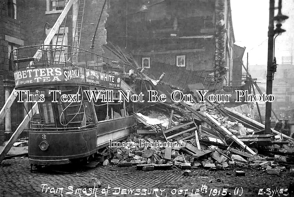 YO 7681 - Tram Smash At Dewsbury, Yorkshire 1915