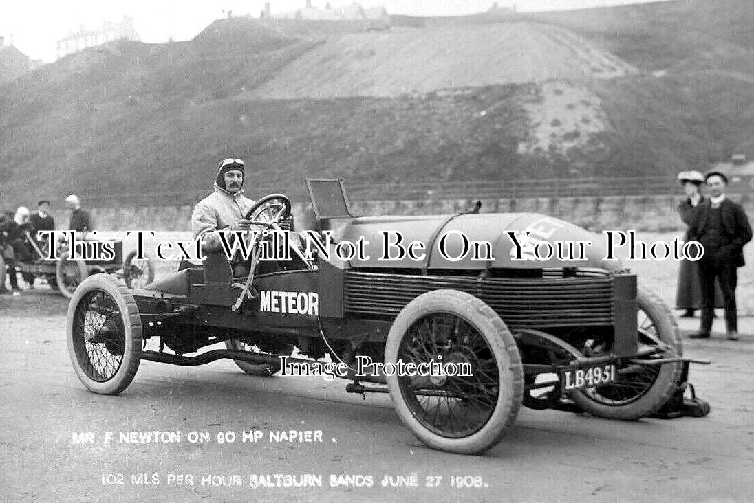 YO 7827 - F Newton On 90HP Napier, Saltburn Sands, Yorkshire 1908