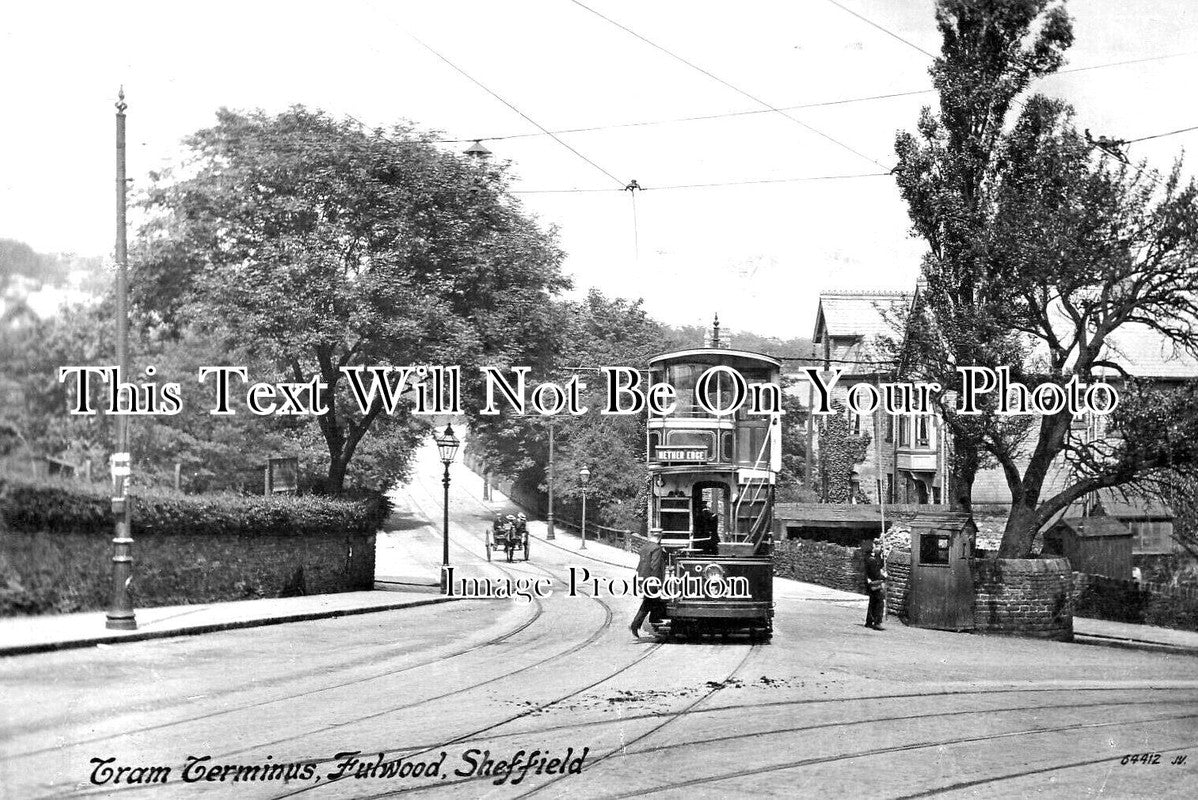 YO 8336 - Tram Terminus, Fulwood, Sheffield, Yorkshire c1914