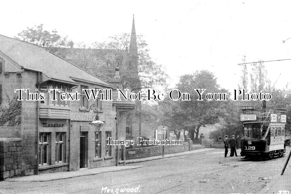 YO 8498 - Beckett Arms Pub & Tram, Meanwood, Leeds, Yorkshire c1907