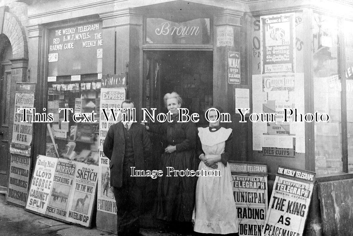 YO 8760 - Browns Newsagents, Sheffield, Yorkshire c1912