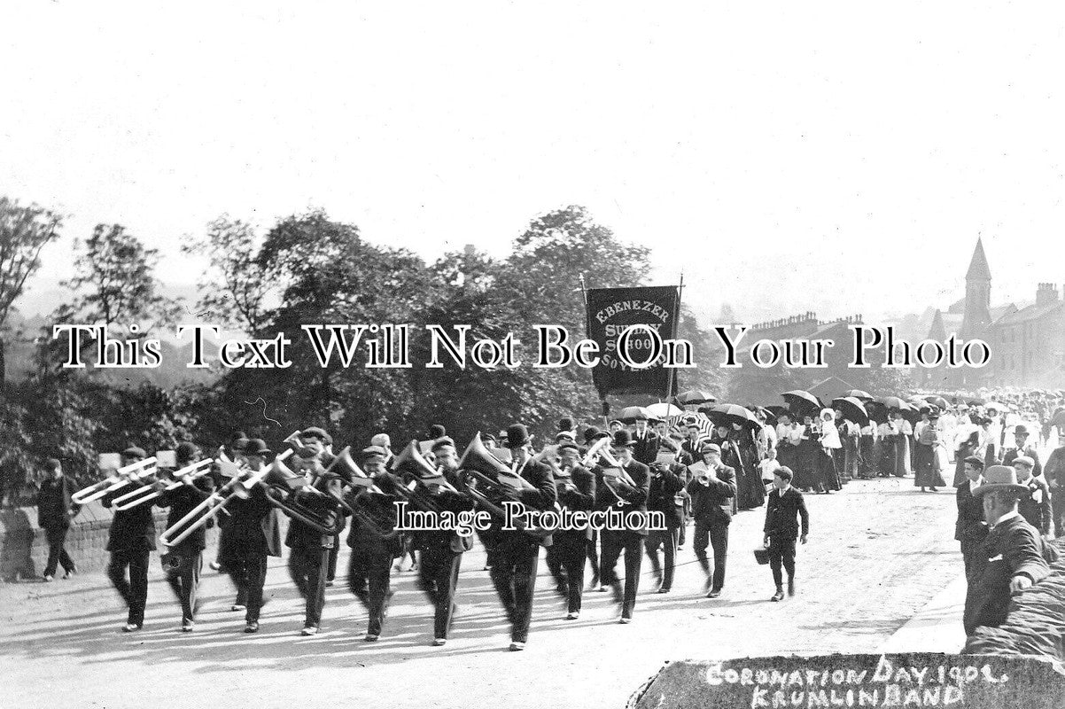 YO 9826 - Coronation Day, Krumlin Band, Ripponden, Halifax 1902