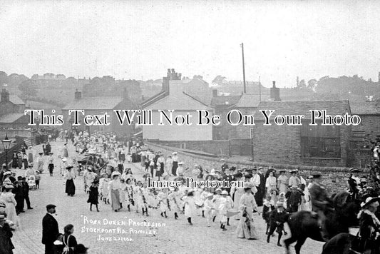 CH 3514 - Rose Queen Procession, Stockport Road, Romiley, Cheshire 1906