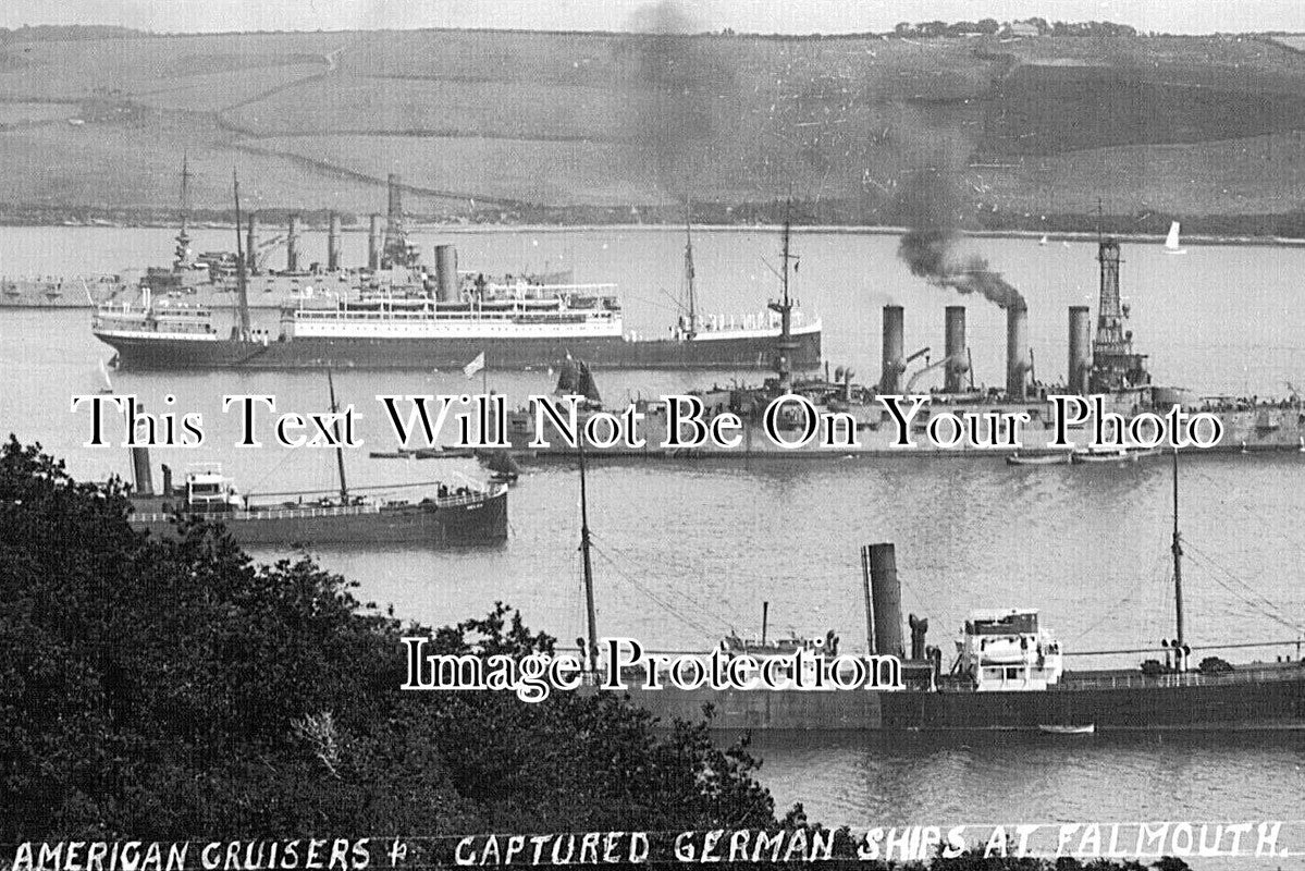 CO 4391 - American Cruisers & Captured German Ships, Falmouth WW1