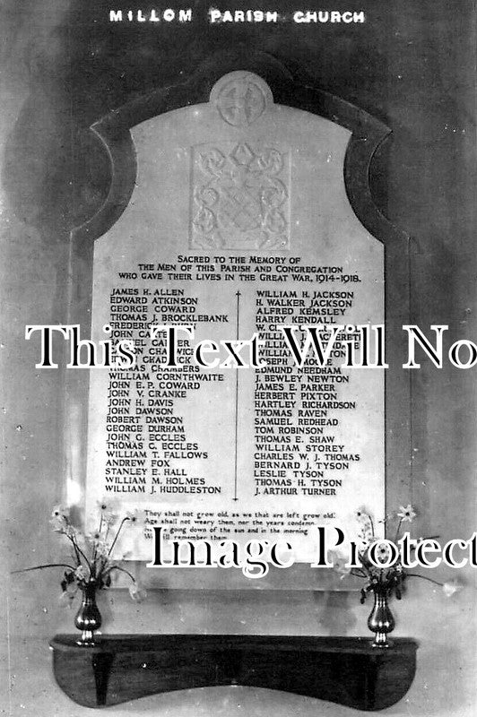 CU 2351 - Millom Parish Church War Memorial, Cumbria WW1