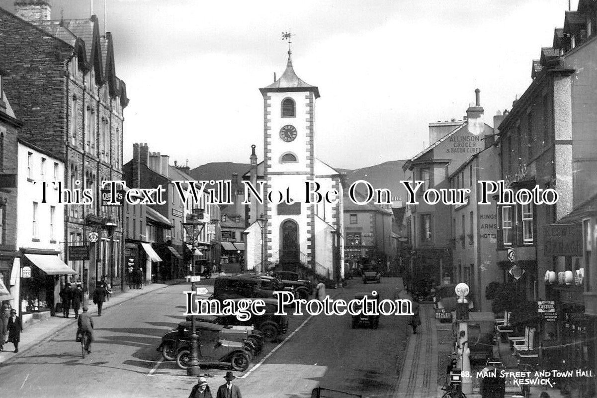 CU 2436 - Main Street & Town Hall, Keswick, Cumbria