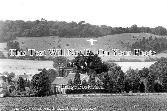 KE 6395 - Memorial Cross, Hills & Church, Shoreham, Kent