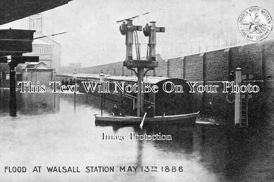 ST 1942 - Flood At Walsall Railway Station, Staffordshire 1886