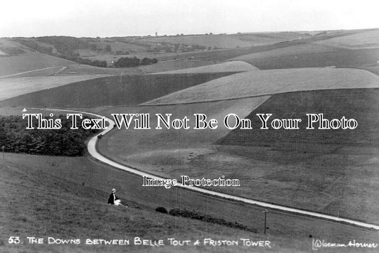 SX 6143 - The Sussex Downs, Belle Tout & Friston Tower, Sussex c1934