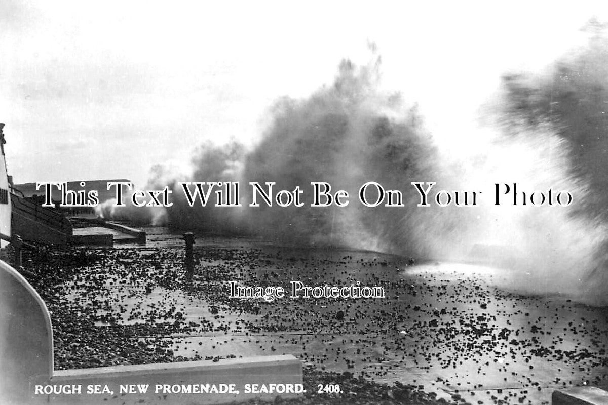 SX 6180 - Rough Sea, New Promenade, Seaford, Sussex