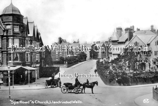 WL 3209 - Spa Road & Church, Llandrindod Wells, Wales c1912