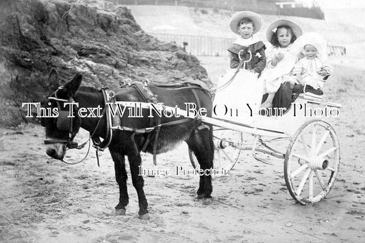 YO 13715 - Donkey & Cart On Filey Beach, Yorkshire c1905