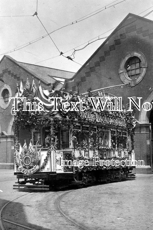 YO 14128 - Royal Decorated Tram Car, Sheffield, Yorkshire c1911